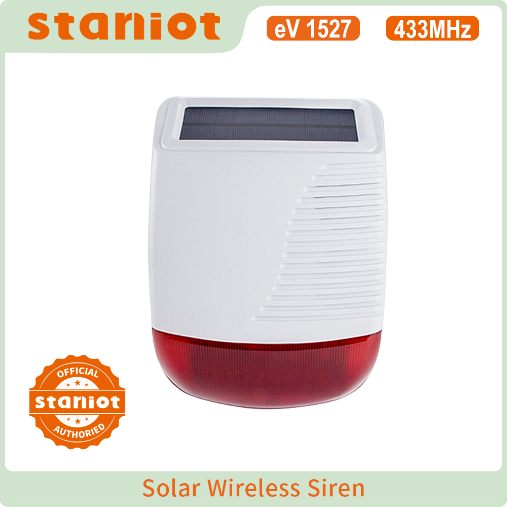 Alarm Siren Outdoor - Staniot 무선 야외 태양 스트로브 사이렌