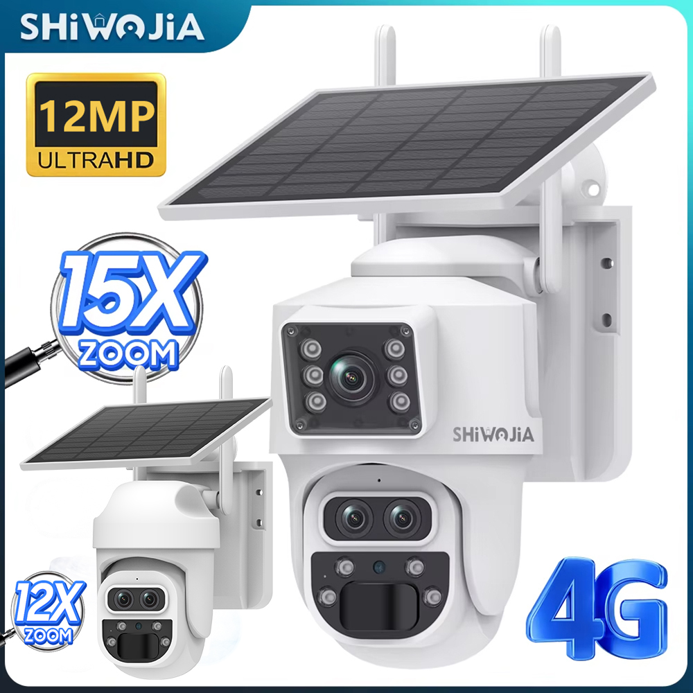 Home Yard Security Cameras - SHIWOJIA 12MP 6K 15X 줌 태양열