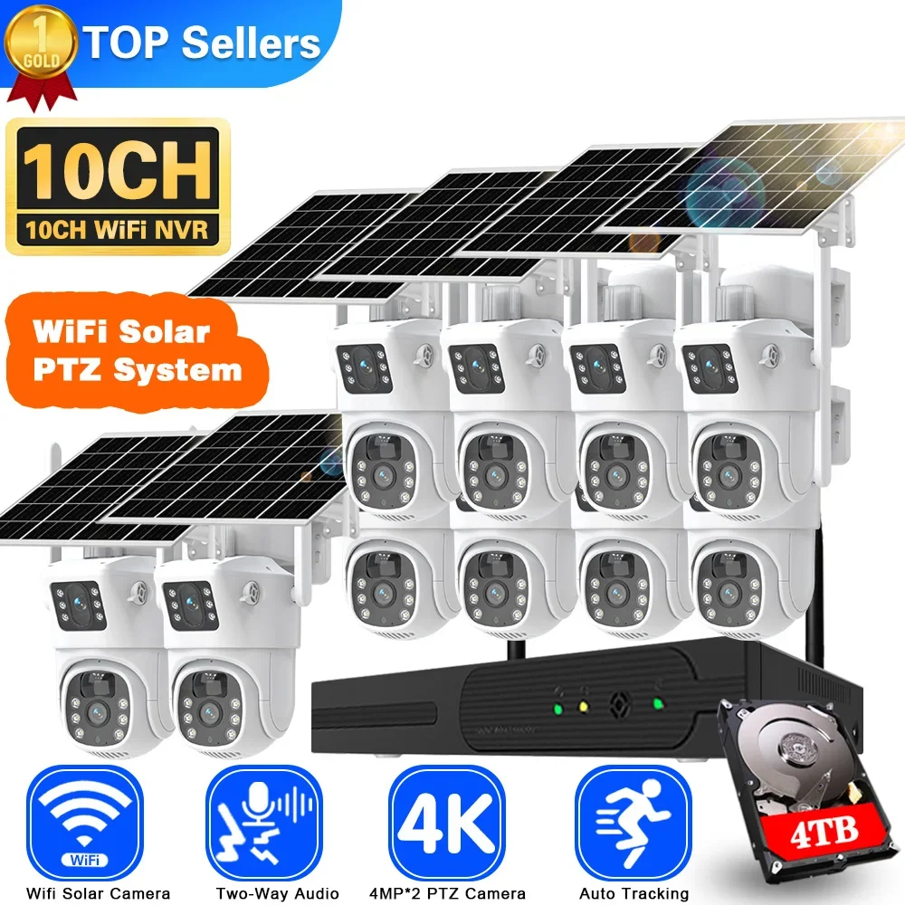 Home Security Panel - 듀얼 렌즈 와이파이 태양광 CCTV 카메라
