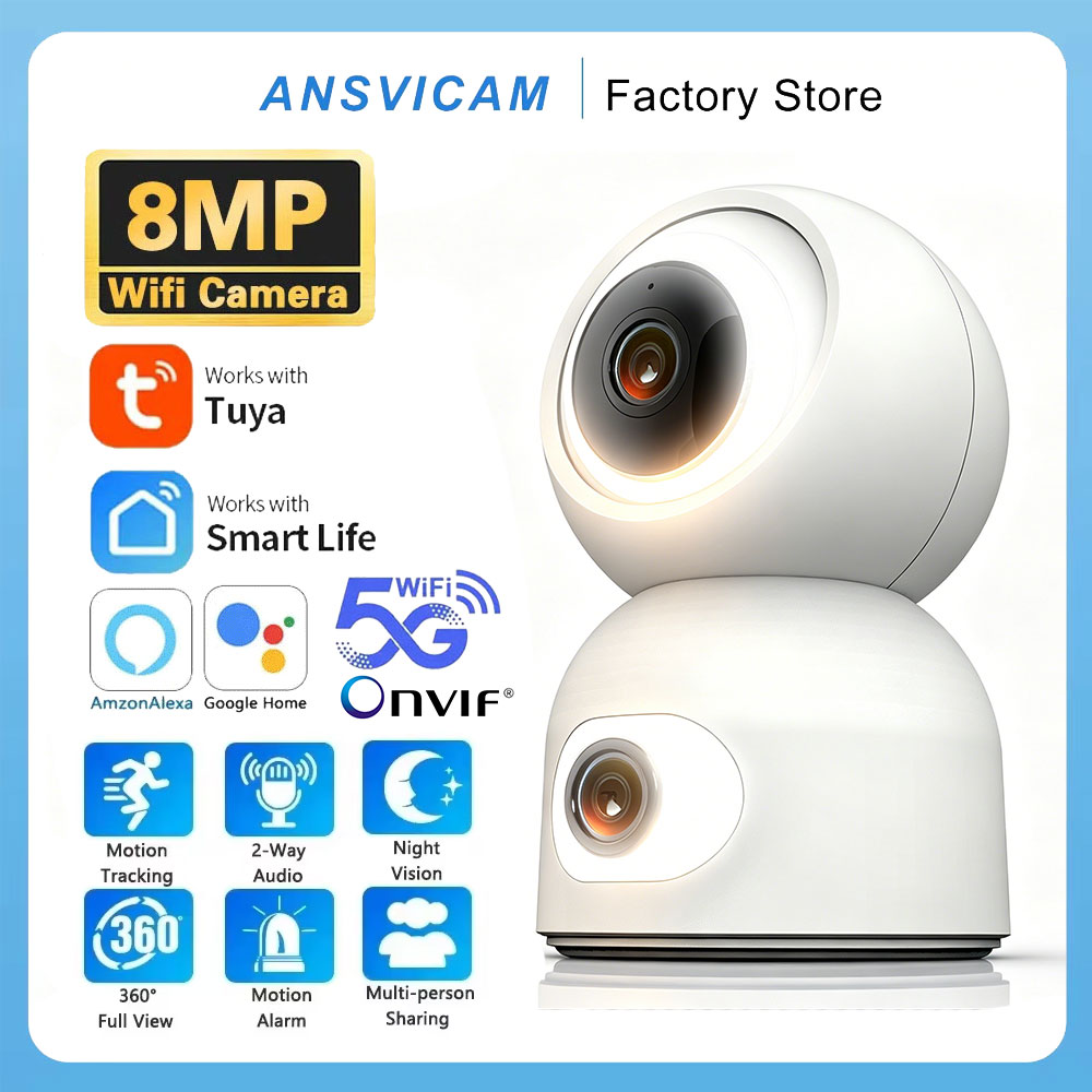 Home Security Google Camera - ANSVICAM 8MP 4K 베이비 모니터 듀얼