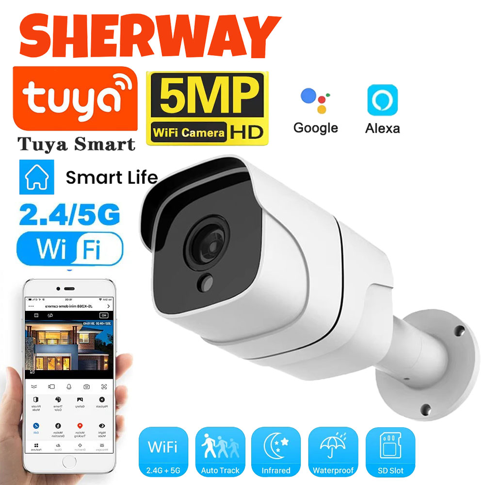 Tuya 5G Wifi IP 카메라 야외 총알 5MP  - Home Security Google Camera 리뷰 및 가격