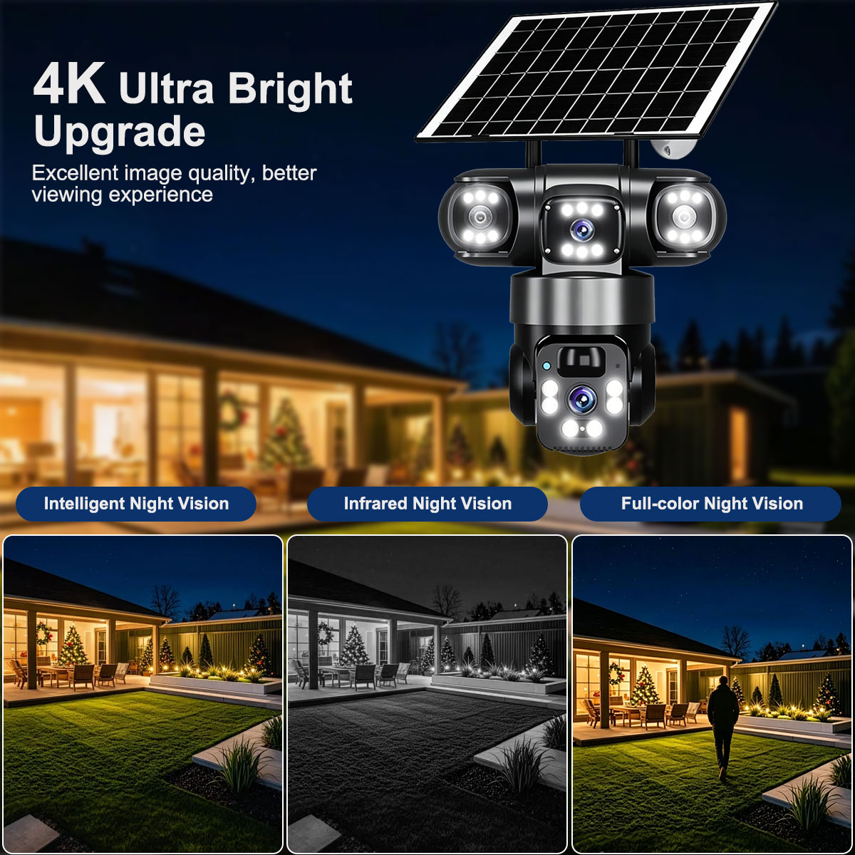 유쿠탐 태양광 야외 카메라 트리플 렌즈 트리플 스크린  - Home Yard Security Cameras 리뷰 및 가격