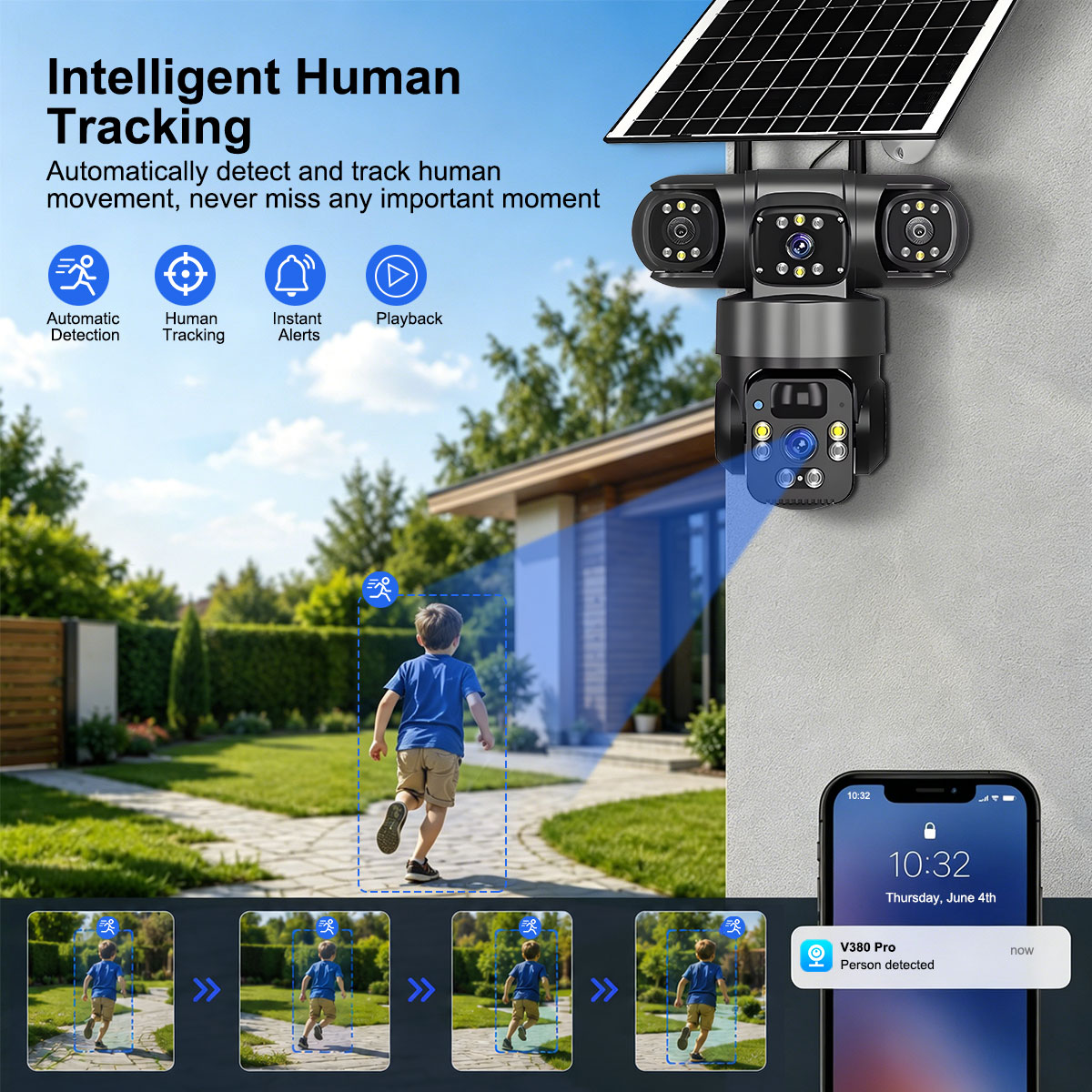 유쿠탐 태양광 야외 카메라 트리플 렌즈 트리플 스크린  - Home Yard Security Cameras 리뷰 및 가격