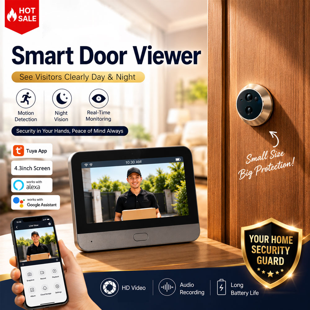 Tuya Smart 5MP 틈구멍 도어 카메라, 4.3 - Home Security Google Camera 리뷰 및 가격