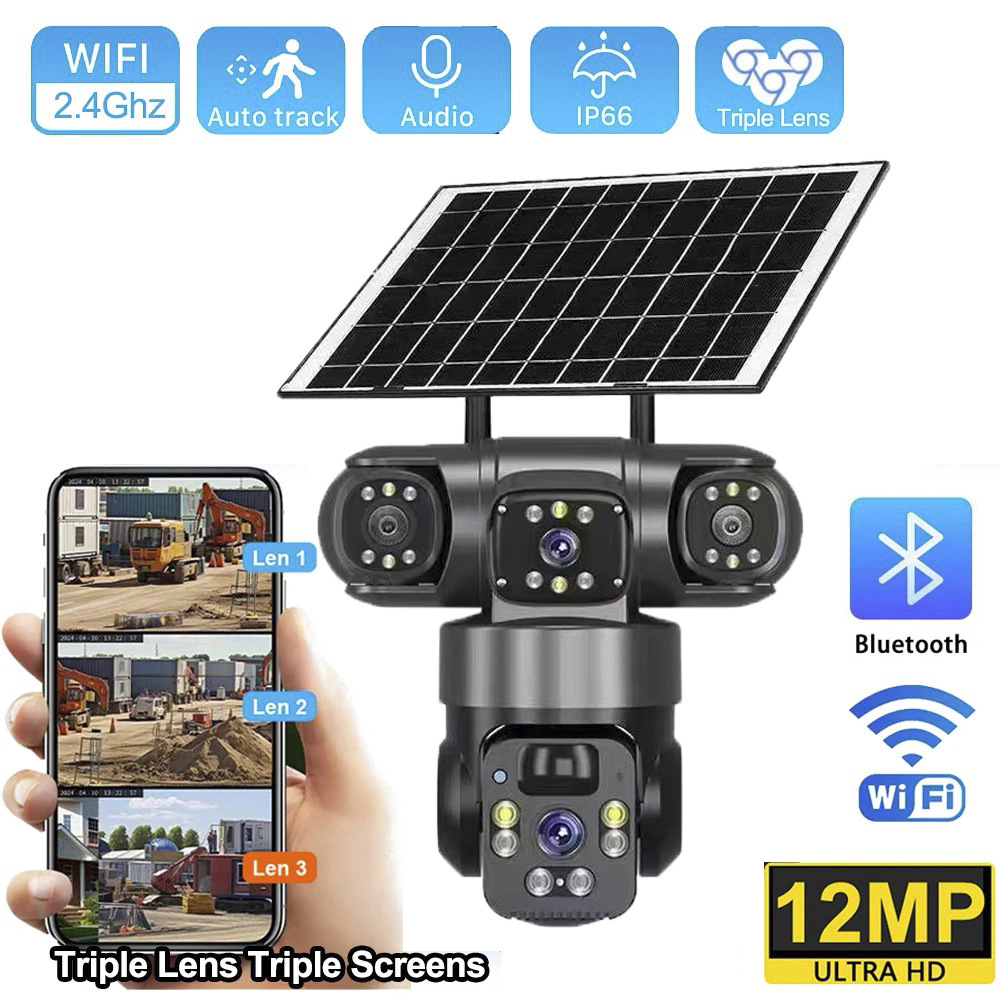 4G 태양광 카메라 3렌즈 3화면 360도 파노라마 모 - Home Yard Security Cameras 리뷰 및 가격