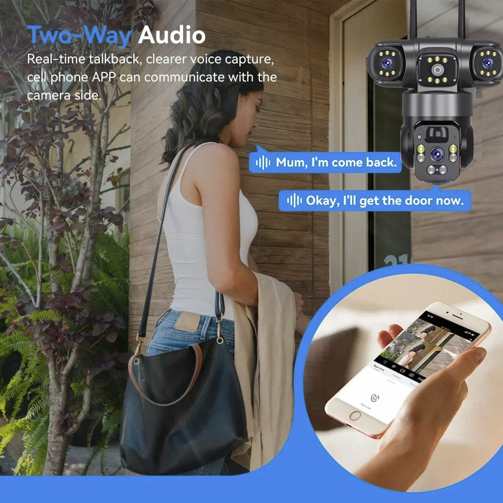 4G 태양광 카메라 3렌즈 3화면 360도 파노라마 모 - Home Yard Security Cameras 리뷰 및 가격