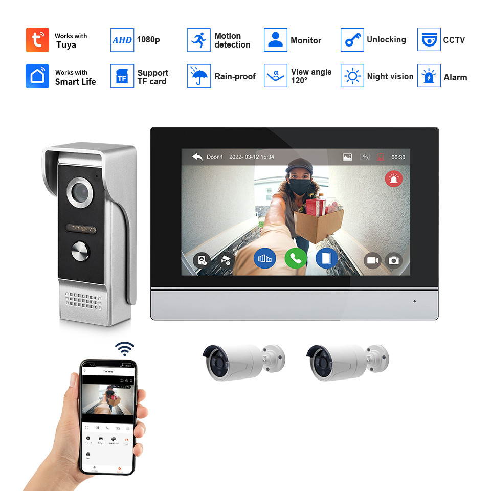 7인치 IPS 스크린 2MP 투야 원격 제어 WIFI  - Home Security Company 리뷰 및 가격